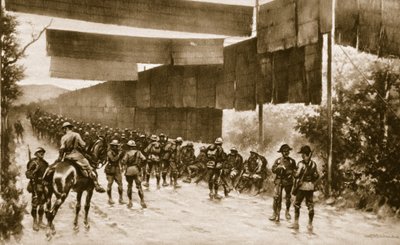 Écrans de nattes pour route exposée : un dispositif employé par les Italiens avançant sur Gorizia, 1914-19 - English School