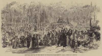 Festival du 1er mai dans la forêt de Sokolniki, près de Moscou (gravure) - English School