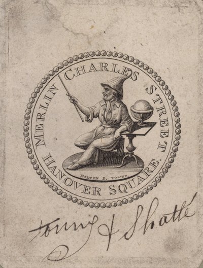 Médaillon étiqueté Merlin Charles Street, Hanover Square; Milton F Tower - English School