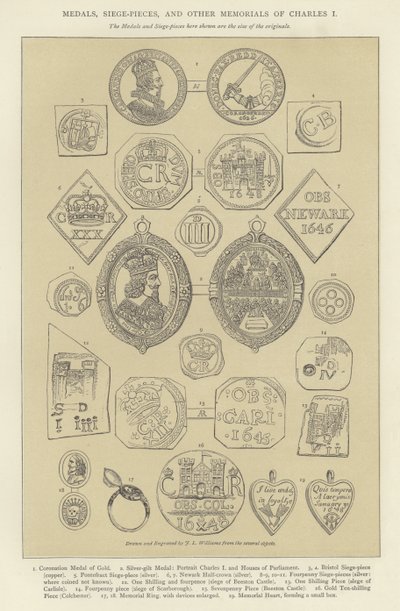 Médailles, pièces de siège et autres souvenirs de Charles Ier - English School