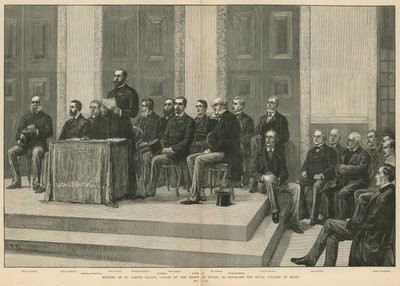 Réunion au palais de St James, convoquée par le prince de Galles pour établir le Royal College of Music - English School