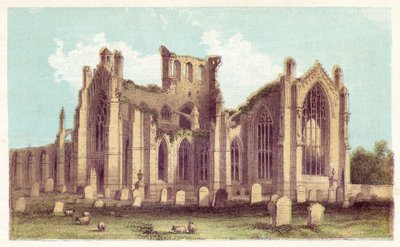 Abbaye de Melrose (lithographie en couleur) - English School