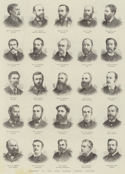 Membres du nouveau conseil du comté de Londres (gravure) - English School