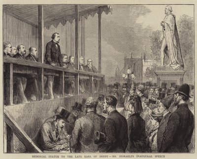 Statue commémorative du défunt comte de Derby, discours inaugural de M. Disraeli - English School