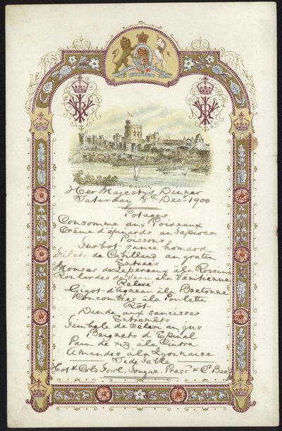 Menu pour le déjeuner royal - English School
