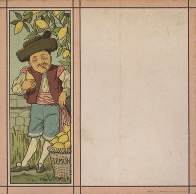 Illustration de menu : Citron (lithographie en couleur) - English School