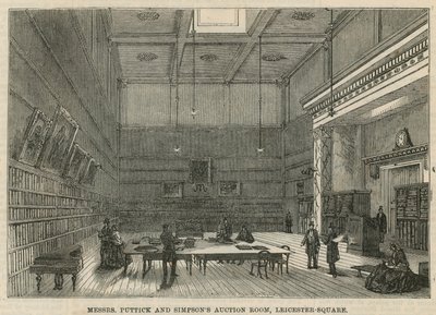 Salle des ventes de Messrs Puttick et Simpson, Leicester Square, Londres - English School