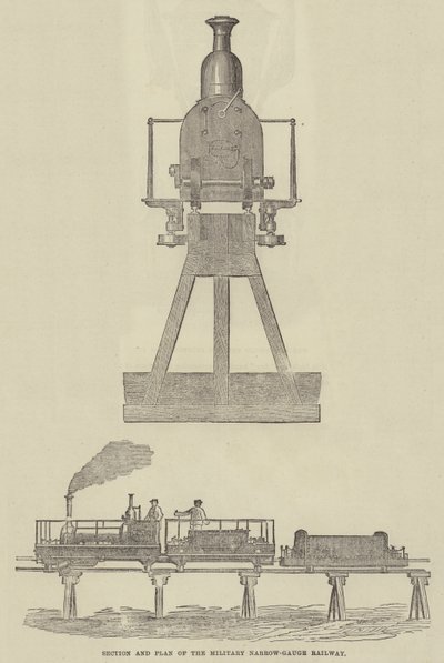 Chemin de fer militaire à voie étroite (gravure) - English School