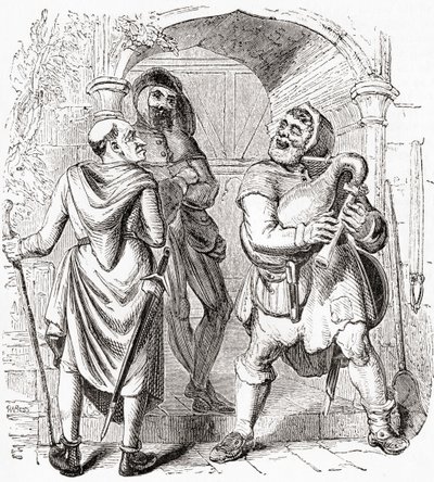 Miller, Manciple et Reeve, de Old England: A Pictorial Museum, pub. 1847 - English School