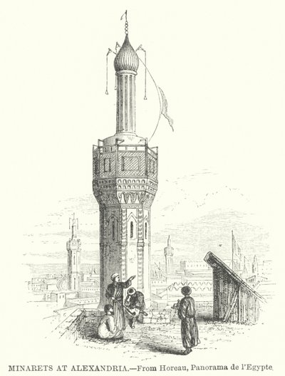 Minarets à Alexandrie (gravure) - English School