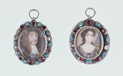 Miniatures de Charles II et Catherine de Bragance - English School