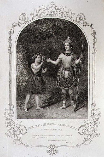 Mlle Julia Harland et Mlle Conquest en Oberon et Puck, Acte II Scène 2 de 