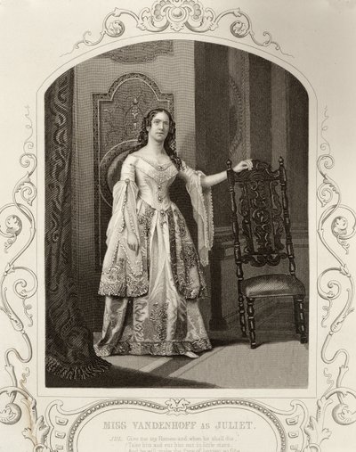 Mlle Vandenhoff dans le rôle de Juliette, Acte III Scène 1 de Roméo et Juliette, d