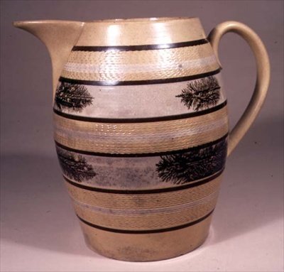 Cruche en faïence mocha, probablement fabriquée à Staffordshire, vers 1830 - English School