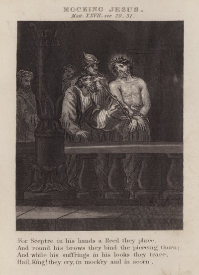Moquerie de Jésus, Matthieu XXVII, versets 29, 31 - English School