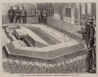 Modèle de redoute moderne, montrant des enchevêtrements de fils à l