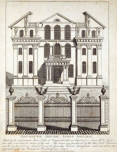 Monmouth House, Soho Square, publié par N. Smith, Gt Mays Buildings, 11 janvier 1791 - English School