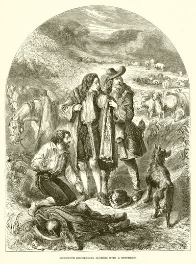Monmouth échangeant des vêtements avec un berger - English School