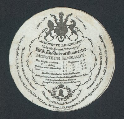 Monsieur Edouart, Silhouettes, carte de visite - English School