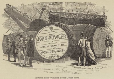 Fûts monstres de sherry dans les docks de Londres (gravure) - English School