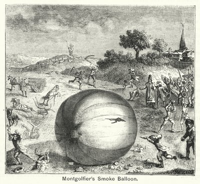 Le ballon fumigène de Montgolfier (gravure) - English School