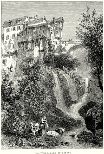 Montreux, lac Léman (gravure) - English School
