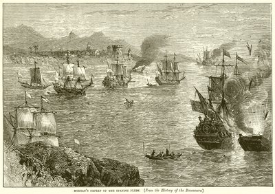 Défaite de la flotte espagnole par Morgan - English School
