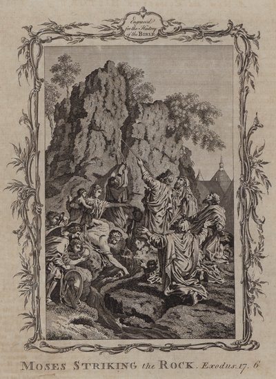 Moïse frappant le rocher (gravure) - English School