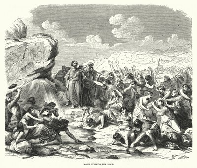 Moïse frappant le rocher (gravure) - English School