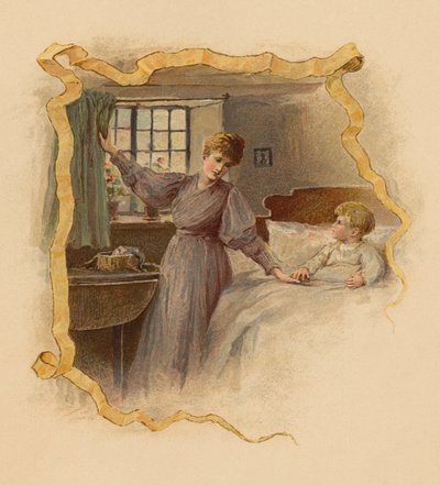 Mère réveillant son fils le matin (chromolitho) - English School
