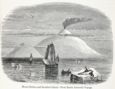 Mont Erebus et île Beaufort du voyage antarctique de Ross - English School
