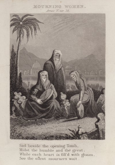 Femmes en deuil, Amos V, verset 16 (gravure) - English School