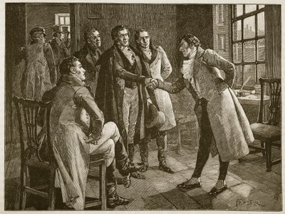 Le lever de M. Alexander à la prison de Kings Bench (illustration de Cassells Illustrated History of England) - English School