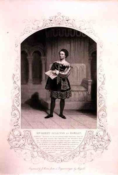 M. Barry Sullivan en Hamlet, Acte II Scène 2, dans la pièce de William Shakespeare - English School