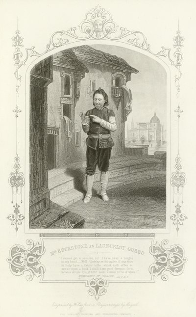 M. Buckstone en Launcelot Gobbo, Le Marchand de Venise - English School