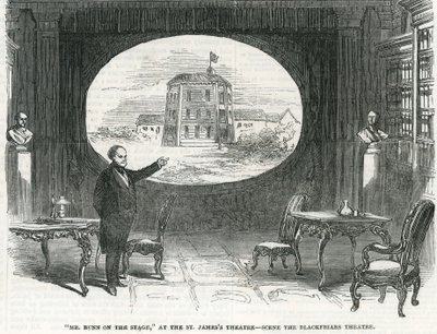 M. Bunn sur la Scène, au Théâtre St James - Scène du Théâtre Blackfriars - English School