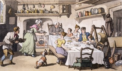 Première visite de M. Burchell, pub. Ackermanns Repository of Arts, Londres, 1817 (gravure en couleur) - English School