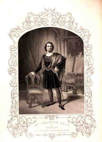 M. Charles Kean en Hamlet, Acte III Scène 2, dans la pièce de William Shakespeare - English School