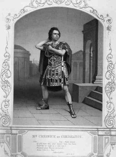 M. Creswick en Coriolan, Acte V Scène 5, dans la pièce de William Shakespeare - English School