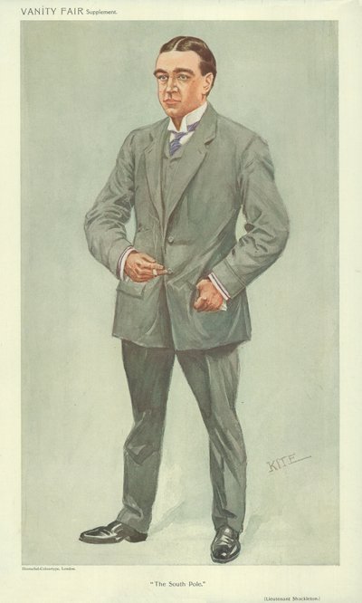 M. Ernest Shackleton, Le Pôle Sud, 6 octobre 1909, caricature de Vanity Fair - English School