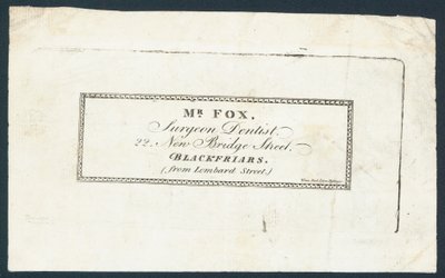 M. Fox, chirurgien-dentiste, carte de visite - English School