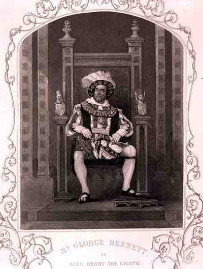 M. George Bennett en roi Henri VIII, dans la pièce de William Shakespeare (1564-1616) - English School