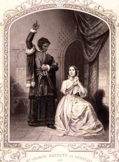 M. George Bennett en Othello et Mme Jane Bennett en Desdémone, Acte IV Scène 2, dans Othello par William Shakespeare - English School