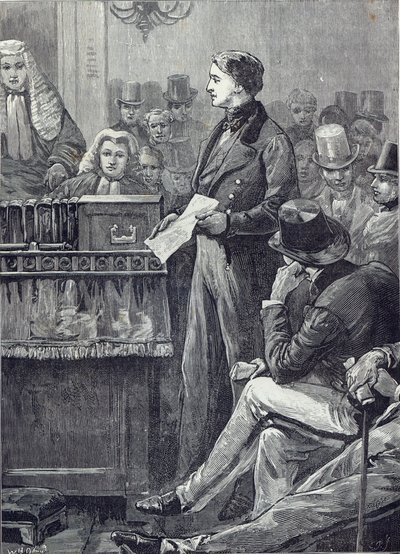 M. Gladstone prononçant son premier discours à la Chambre des communes - English School