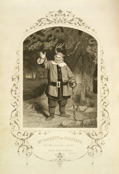 M. Hackett en Falstaff, Acte V Scène 5, dans Les Joyeuses Commères de Windsor par William Shakespeare (1564-1616) gravé par George Hollis (1792-1842) d