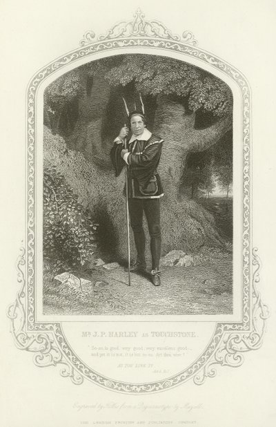 M. J P Hartley en Touchstone, Comme il vous plaira, Acte V, scène i - English School
