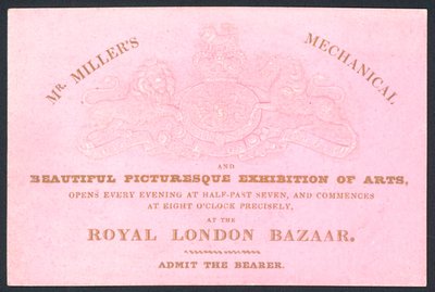 Exposition mécanique et pittoresque de M. Miller, carte de visite - English School