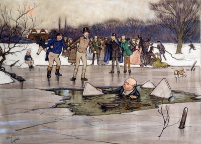 Mr. Pickwick sur la glace Illustration des œuvres de Charles Dickens (1812-1870) de l