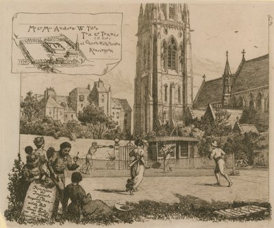 M. et Mme Andrew W. Tuer, thé et tennis au jardin de Church Walk - English School