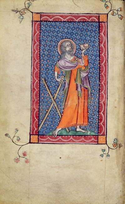 Saint André, miniature du Psautier de Macclesfield, Usage de Sarum, East Anglia, vers 1330 - English School